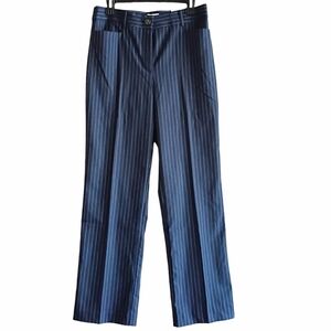 LOFT Trousers Slacks Navy Blue Pinstripes Pockets Stretch Sz 6